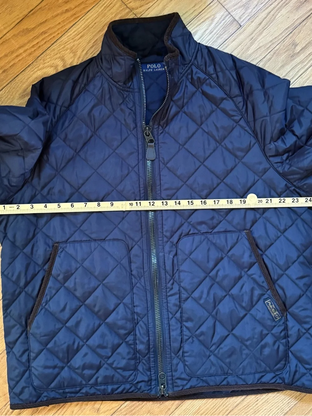 Polo Ralph Lauren Mens Quilted Field Jacket Navy Sz XL Corduroy Trim Equestrian